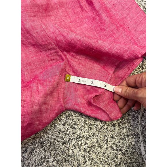 Joie Belted Linen Romper Toinette Pink Cutout Back Pockets Chambray Shorts S - Picture 12 of 15